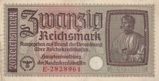 Germany,  20 Reichsmark (1940 - 1945) Occupied Territories Wwii (b322)