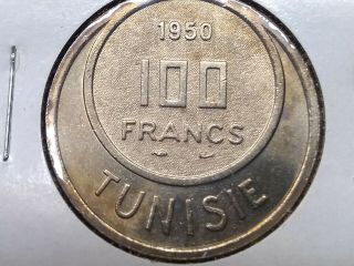 1370/1950 (a) Tunisia 100 Francs Km 276 Uncirculated Coin