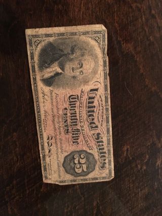 1863 Civil War Era 25 Cent 4th Issue Fractional Currency Us Paper Money
