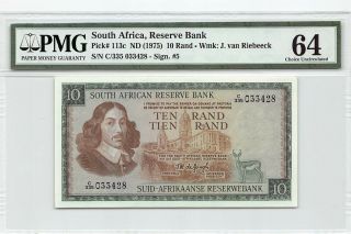 South Africa Nd (1975) P - 113c Pmg Choice Unc 64 10 Rand