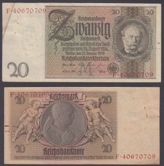 Germany 20 Reichsmark (1924) 1929 (vf) Banknote P - 181 Reichsbanknote