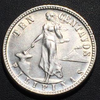 Old Foreign World Coin: 1944 - D Philippines 10 Centavos, .  750 Silver