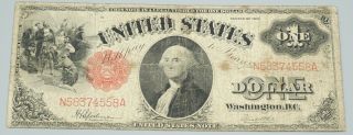Series Of 1917 $1.  00 Dollar Us Note Legal Tender Fr38 Bill 273