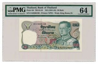 Thailand Banknote 20 Baht 1981.  Pmg Ms - 64