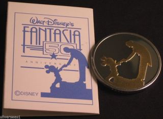 Fantasia 50th Anniversary Mickey & Director Stowkowski Gold Guilded Silver Round