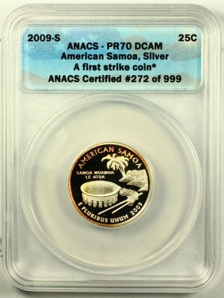 2009 - S American Samoa First Strike Coin Proof Silver Quarter Pr70 Dcam