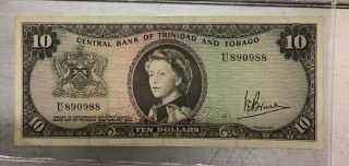 Central Bank Of Trinidad And Tobago 10 Dollar Note 1964