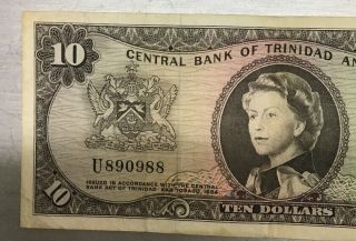 Central Bank Of Trinidad And Tobago 10 Dollar Note 1964 2