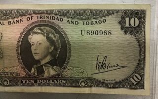 Central Bank Of Trinidad And Tobago 10 Dollar Note 1964 4