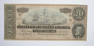 Civil War 1864 $20.  00 Confederate States Horse Blanket Note 709