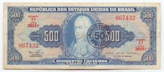 Brazil 50 Centavos On 500 Cruzeiros 1967,  P - 186