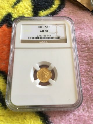 1851 Us Gold Dollar Ngc Au 58