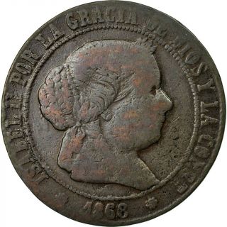 [ 532037] Coin,  Spain,  Isabel Ii,  5 Centimos,  1868,  Madrid,  Vg (8 - 10),  Copper