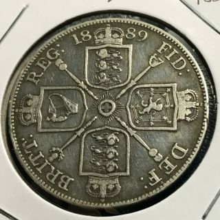 Great Britain 1889 Silver Double Florin Crown Coin