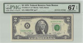 United States 1976 Fr.  1935 - A Pmg Gem Unc 67 Epq 2 Dollars Boston Star
