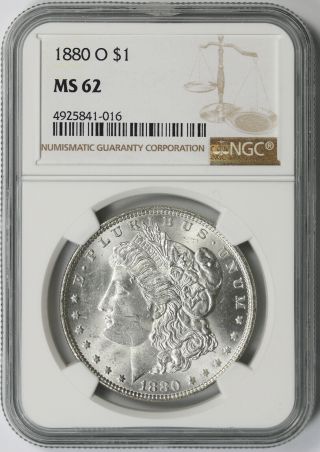 1880 - O Morgan Dollar Silver $1 Ms 62 Ngc