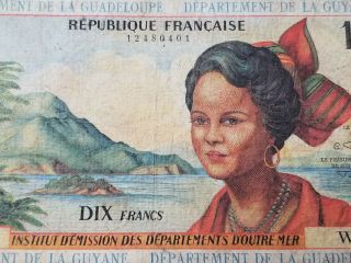 French Antilles 1964 10 Francs Bank Note 8