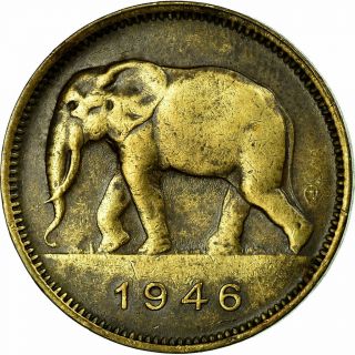 [ 457869] Coin,  Belgian Congo,  2 Francs,  1946,  Ef (40 - 45),  Brass,  Km:28