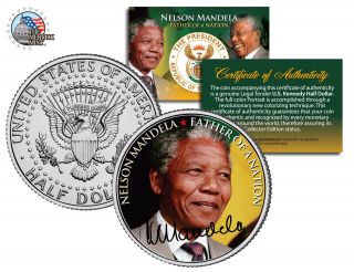 Nelson Mandela Father Of A Nation Portrait Kennedy Half Dollar Us Coin