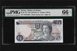 1976 - 88 Jersey States Of Jersey 1 Pound Pick 11b Pmg 66 Epq Unc