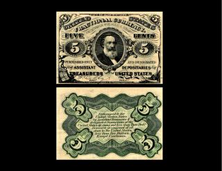1864 - 68 5 Cent U.  S.  Fractional Currency Note Spencer Clark Fr 1238 Vf/xf