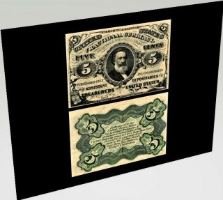 1864 - 68 5 Cent U.  S.  Fractional Currency Note SPENCER CLARK Fr 1238 VF/XF 4
