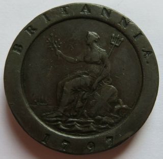 1797 Great Britain 2 Pence George Iii Cartwheel British Coin (030935c)