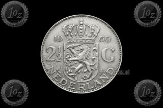 Netherlands (2½ Gulden) 2,  5 Gulden 1960 (juliana) Silver Coin (km 185) Xf