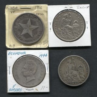 1916 - 1944 Central,  South America Mixed Silver 2.  15oz Asw