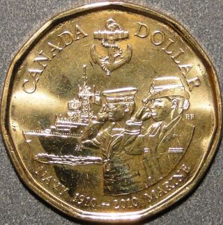 Bu Canada 2010 Navy Centennial 1910 - 2010 $1 Dollar Loonie Coin