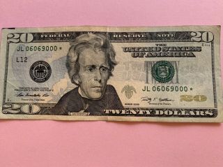 $20 Dollar Bill Star Note Rare With Fancy Serial Number