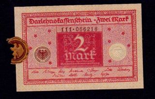 Germany Banknote 2 Mark 1920 Year With Plombe