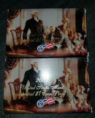 2x 2007 Us Presidential $1 Coin Proof Set W/