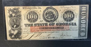 1863 The State Of Geogia $100 Obsolete Civil War Currency $0.  99 Look