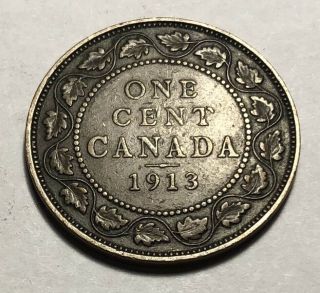 Canada 1913 Large One Cent Coin - King George V