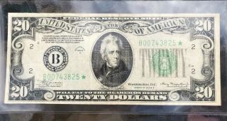 1934 - A $20 Twenty Dollar Federal Reserve Note Green Star - Rare