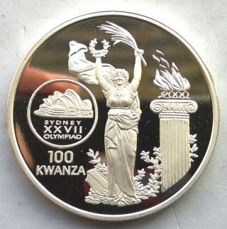 Angola 1999 Goddess 100 Kwanzas Silver Coin,  Proof