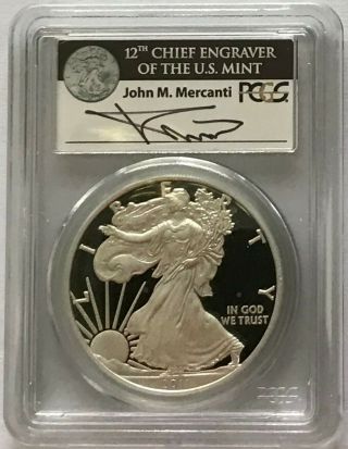 2011 W Proof Silver Eagle Pcgs Pf70 Uc Signed By John Mercanti Small Spots