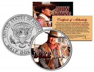 John Wayne The Duke Chisum Jfk Kennedy Half Dollar Us Coin - Licensed