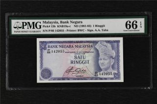 1981 - 83 Malaysia Bank Negara 1 Ringgit Pick 13b Pmg 66 Epq Gem Unc