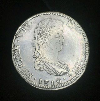 1819 Zs Ag Mexico War Of Independence 8 Reales Vg Km 111.  5 Silver Coin Ferdinand