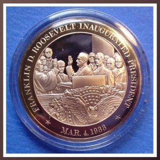 1933 Franklin D.  Roosevelt Inaugurated President - Solid Bronze Medal