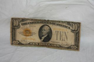 1928 Ten Dollar Gold Certificate $10 Mellon & Woods A20755384a