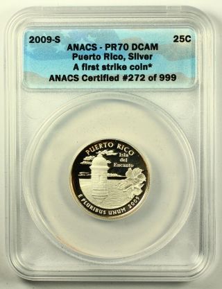 2009 - S Puerto Rico First Strike Coin Proof Silver Quarter Pr70 Dcam