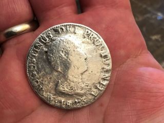 Mexico 1823 8 Reales Barely Readable Silver Coin
