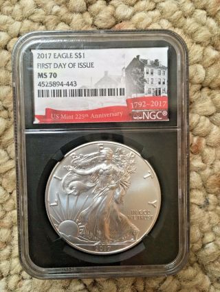 2017 (s) $1 American Silver Eagle Ngc Ms70 First Day Of Issue