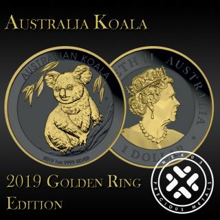 Australia 2019 Koala Silver 9999 1oz Golden Ring Edition