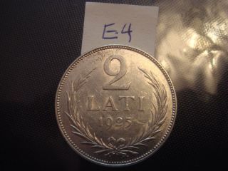 1925 Latvia 2 Lats Silver Coin Old Contry Ag (835°) 10 Gramm Vf Lettland