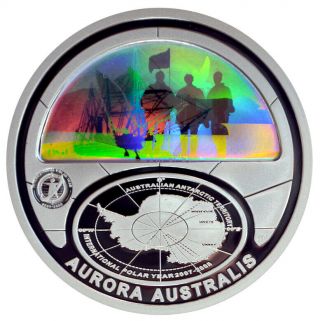 AUSTRALIA 5 Dollars 2009 Silver 1oz.  ' Aurora Australis ' Hologram Box/CoA 3