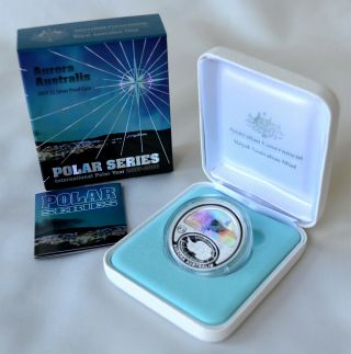 AUSTRALIA 5 Dollars 2009 Silver 1oz.  ' Aurora Australis ' Hologram Box/CoA 5